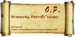 Oravszky Petróniusz névjegykártya